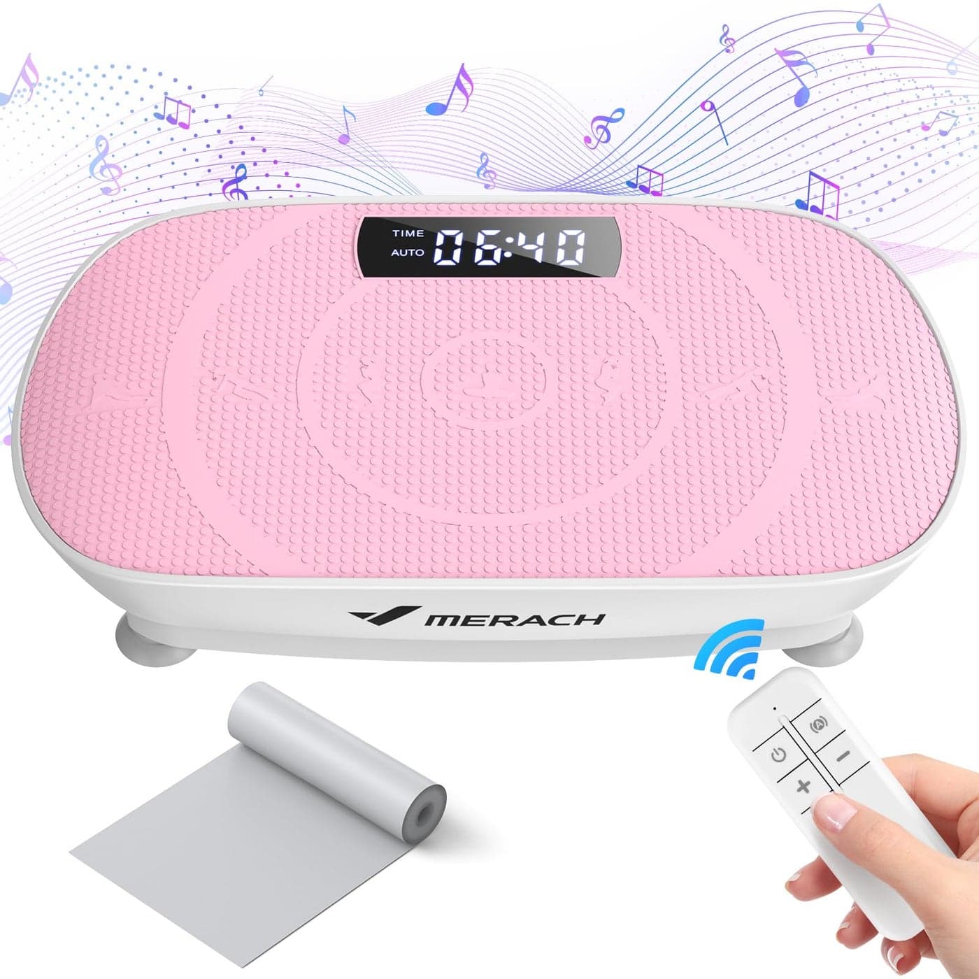 MERACH Vibration Plate Exercise Machine, Whole Body Workout Equipment for Women, Bluetooth and Silicone Pedal, Vibration Plate for Lymphatic Drainage, Vibrate Fitness Platform for Weight Loss (Pink)