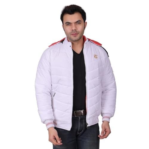 Quark Unisex Reversible Jacket in GLD Material best for Winterwear/Hiking/Biking/Camping/Mountaineering(Control Temperature up to 3 Degree Celsius.)(3°C)(Color:-White & Orange)(Size :- XL)