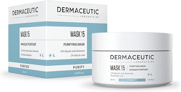 Dermaceutic Mask 15 Oil and sebum control face mask Glycolic Acid Salicylic Acid and Bentonite clay mask Deep skin pore cleansing 50ml