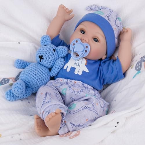 Milidool Lifelike Reborn Baby Dolls Boy 18Inch Baby Soft Body RealisticNewborn Baby Dolls Cloth Body Real Life Baby Dolls with Toy Accessories for Kids Age 3 4 5 6 7