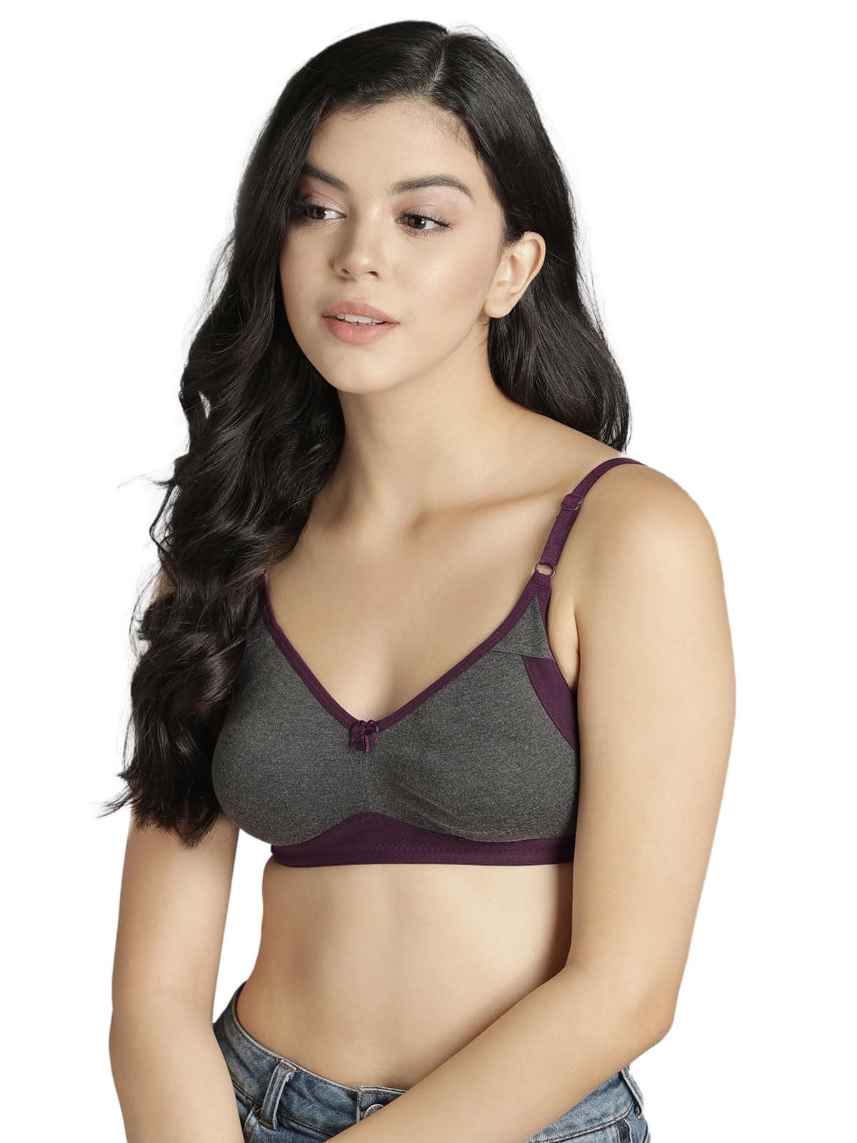 Clovia Women's Cotton Rich Solid Non-Padded Full Cup Wire Free T-Shirt Bra (BR0790P05_Dark Grey_38C)