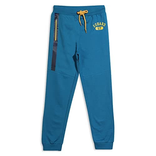 Alan Jones Clothing Boys Solid Cotton High Rise Joggers Track Pant (Blue_9-10 Years)