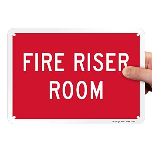 SmartSign - K-9709-PL-10 "Fire Riser Room" Sign | 7" x 10" Plastic White on Red