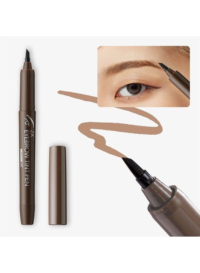 Long-lasting, Waterproof, Eyebrow Tattoo Pen, Creates Natural Looking Brows, Eyebrow Definer Tint, Super Soft Brow Pen, Liquid Eyebrow | PASSIONCAT 2X Eyebrow Tint Pen (No.2 Natural Brown)