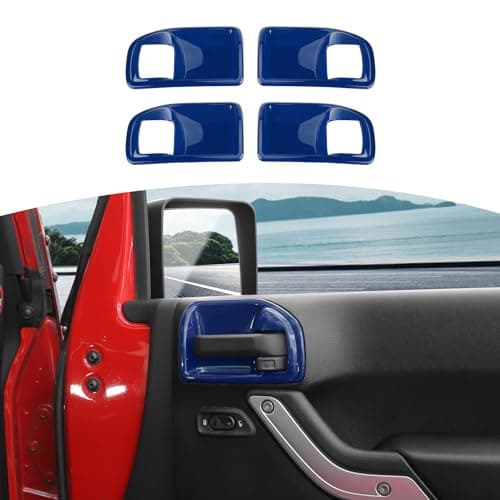 RT-TCZ for Jeep JK Inner Door Handle Cover Bowl Trim Fit for Jeep Wrangler JK JKU 2011-2017 4DR Blue Interior Accessories 4pcs