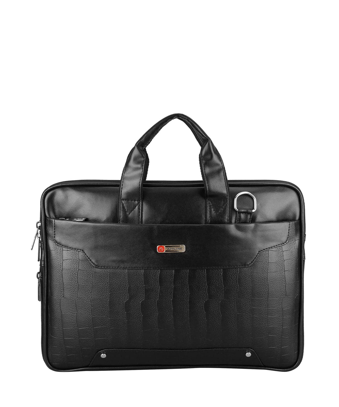 Zipline Office Faux Leather laptop bag for Men - Fits 14/15.6/16 inch Laptop Messenger Bags For Mens (1-Black Bag)