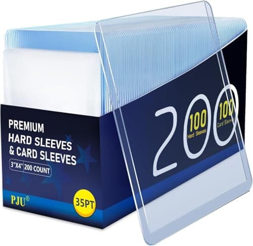 200 Hard Plastic Card Sleeves Premium Baseball Card Protectors 3x 4 Trading Cards Sleeves Sports Game Cards Holder Top Cases 100 Hard Sleeve 100 Soft Sleeve