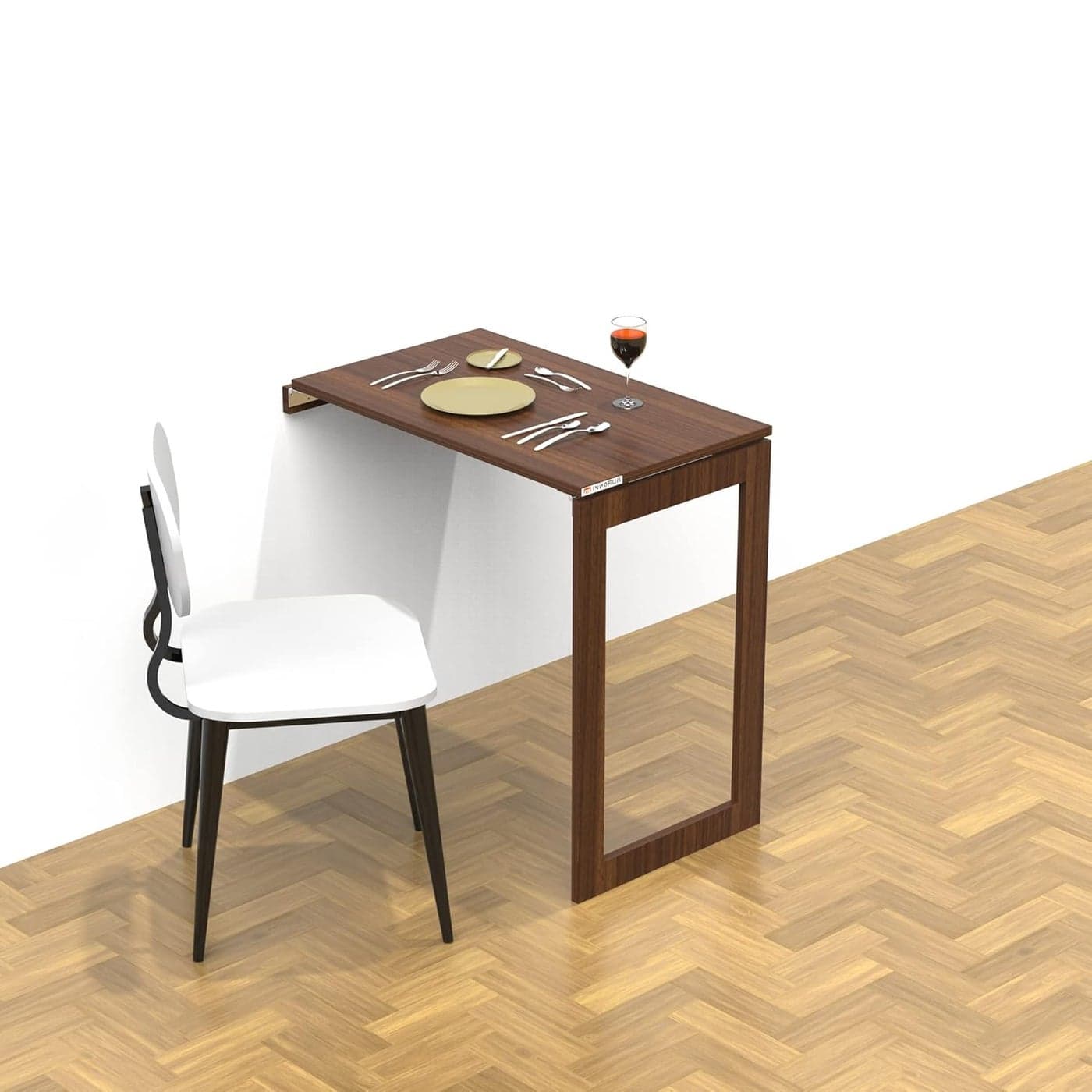 InnoFur Alice Wall Mounted Folding Dining TableStudy TableLaptop TableUtility Table Brown Small 75CMx45CM