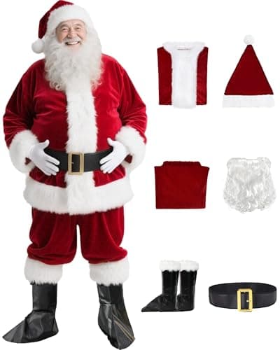 UDYR Santa Claus Costume for Men - Adult Santa Costume - Professional Santa Suit Deluxe Santa Outfit for Christmas Party