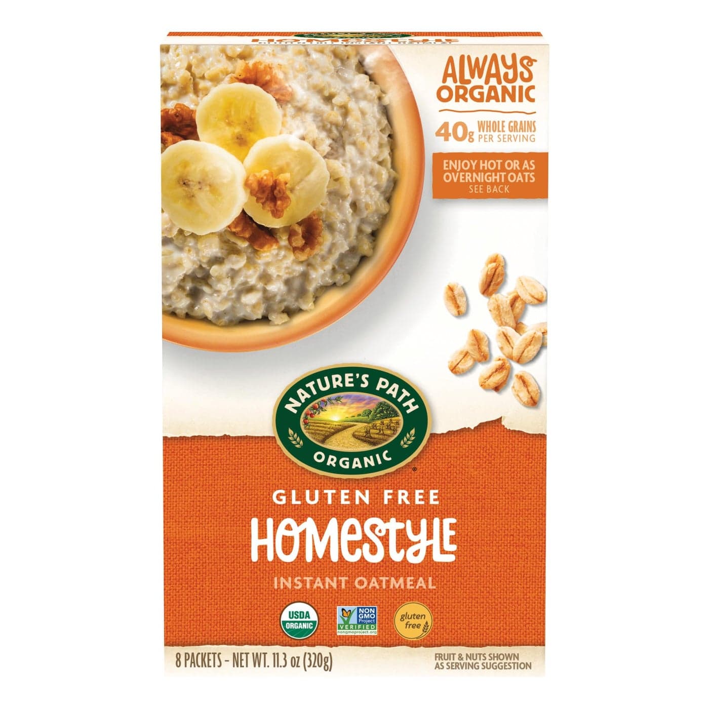 Natures Path Organic Homestyle Instant Oatmeal 113 oz Pack of 1 Gluten Free NonGMO