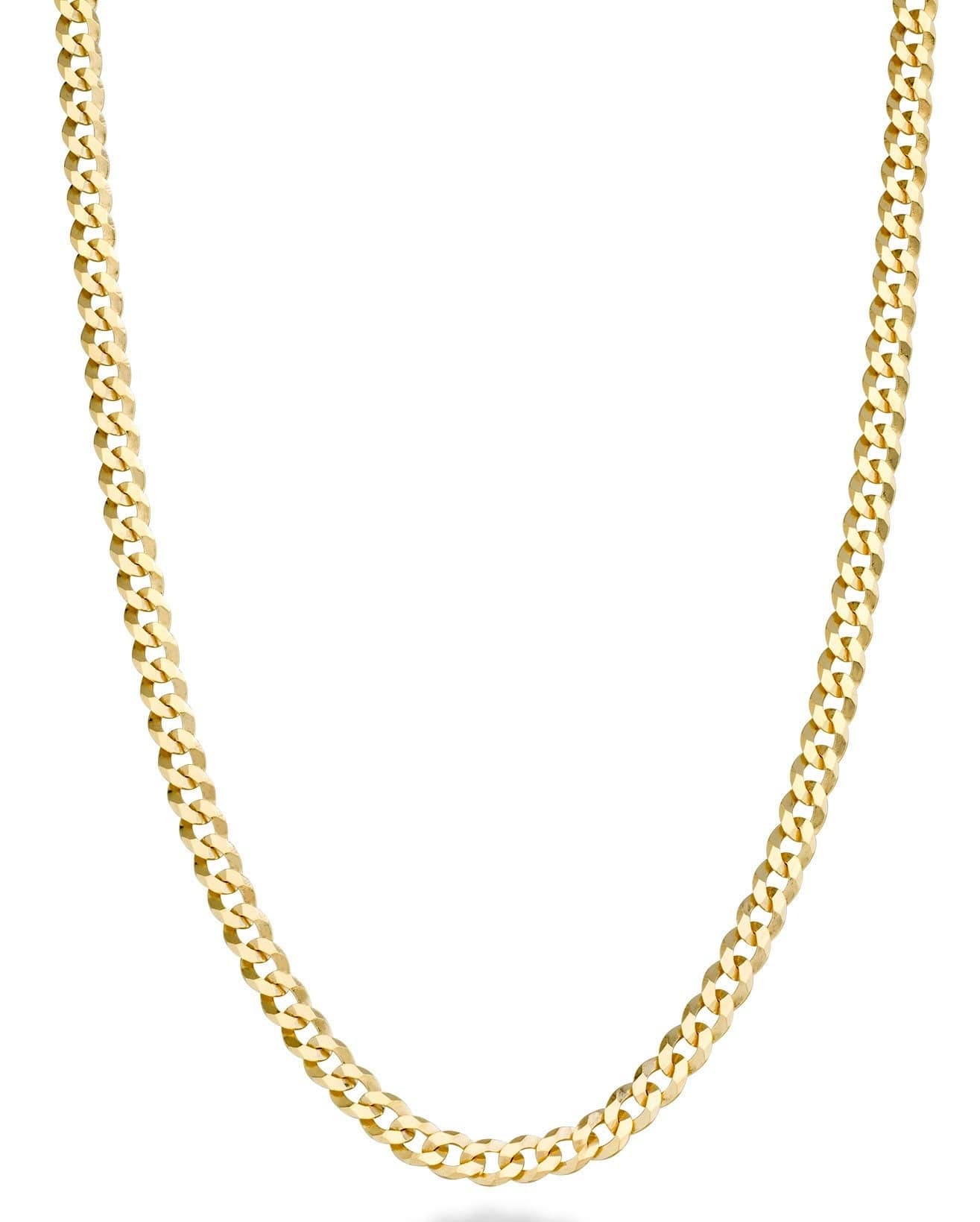 Miabella Italian Solid 18k Gold Over 925 Sterling Silver 3.5mm Diamond Cut Cuban Link Curb Chain Necklace for Women, Made in Italy (Length 30 Inches)