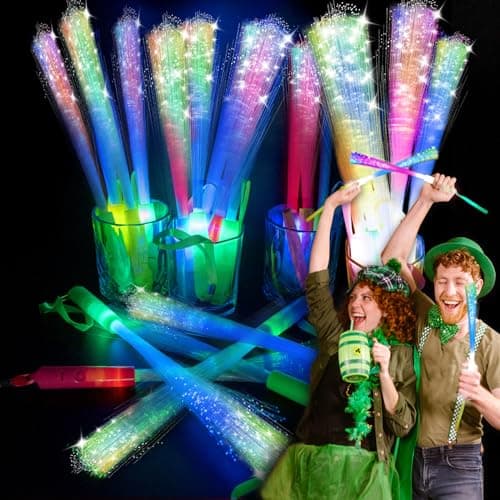 SHQDD 74 PCS Glow Fiber Wands Sticks LED Light Wands Glow in The Dark Party Supplies Fiber Optic Wands LED Flashing Sticks Fiber Optic Light Wand Stick for Party WeddingHalloween and New Year