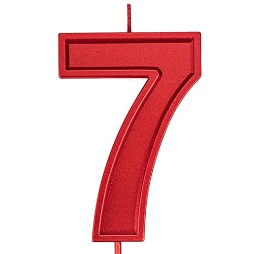3.93in Big Size Happy Birthday Metallic Red 7 Candles, Red Color Happy Birthday Cake Cupcake Toppers Decoration and Celebrating for Adults/Kids Party or Family Baking (3.93in red Number 7)