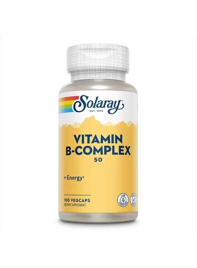 Vitamin B Complex 50 mg - Cellular Energy Vitamins - Metabolism and Nerve Health Support with Vitamin B12, Vitamin B1, B6, Niacin, Folic Acid, Biotin and Other B Vitamins - Vegan, 100 VegCaps
