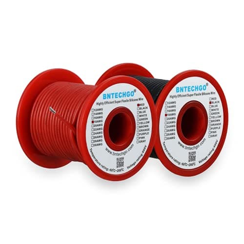 BNTECHGO 18 Gauge Silicone Wire Spool Red and Black Each 100ft Flexible 18 AWG Stranded Tinned Copper Wire