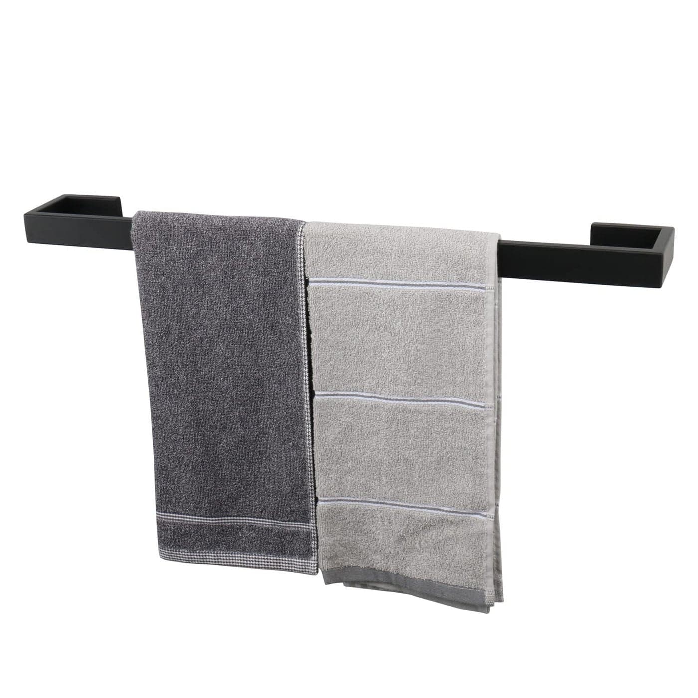 TocTen Bath Towel Rack Square Base Thicken SUS304 Stainless Steel Towel Bar for Bathroom Bathroom Bar Accessories Towel Rod Heavy Duty Wall Mounted Towel Holder Matte Black 24 Inch