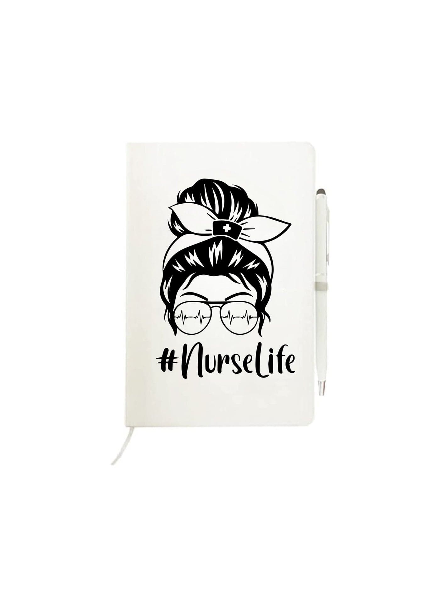Nurse Day A5 Notebook with Pen - Funny Nurse Ideas Printed Designs - Appreciation Gifts and Nursing Student Gifts - 60 pages - Thank you Gift Stationery