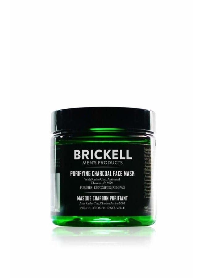 Brickell Men's Purifying Charcoal Face Mask Skin Care Product, Natural and Organic Activated Charcoal Facial Mask With Detoxifying Kaolin Clay, 4 Ounce, Unscented