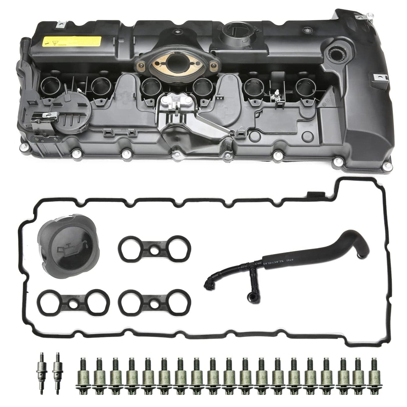 MITZONE N52 Engine Valve Cover Kit with Oil Cap PCV Hose Compatible with BMW E82 128i E9X 323i 328i E60 528i E70 X5 30si E83 X3 E85 Z4 E89 Z4 F10 528i N52 N51 SULEV