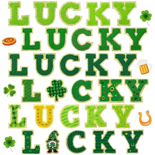 30 Pcs St Patricks Day Patches Lucky Patches for Clothes Saint Patricks Day Patch Self Adhesive Shamrock Chenille Letter Patch Stick on Embroidered Irish Clover Stickers for Backpacks Hats TShirts