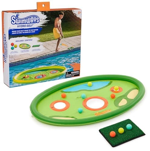 SwimWays Hydro Golf Pool Toys for Kids and Adults Floating Swimming Pool Game with Golf Balls and Chipping Green Outdoor Toys for Kids Aged 5 Up