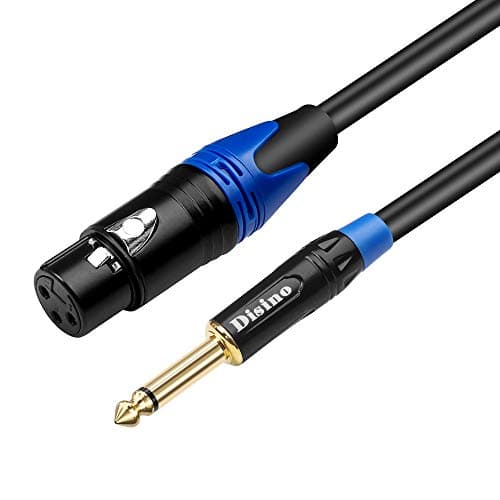 Disino Female XLR to 1/4 Inch (6.35mm) TS Mono Jack Microphone Cable, Unbalanced 3 Pin XLR Female to Quarter inch TS Plug Mic Cord for Dynamic Microphone - 16.6 Feet/5 Meters