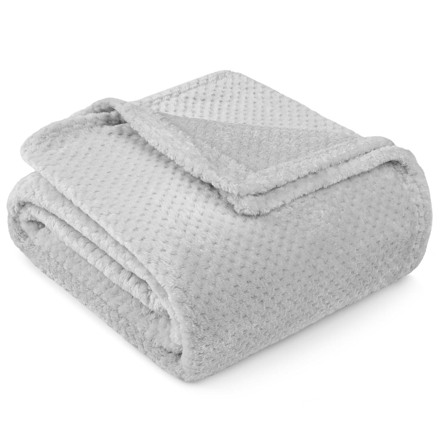PAVILIA Light Gray Throw Blanket for Couch Twin Bed Soft Fleece Throws for Sofa Chair Fuzzy Waffle Textured Blanket Cozy Warm Lightweight All Season Blanket Throw 60x80