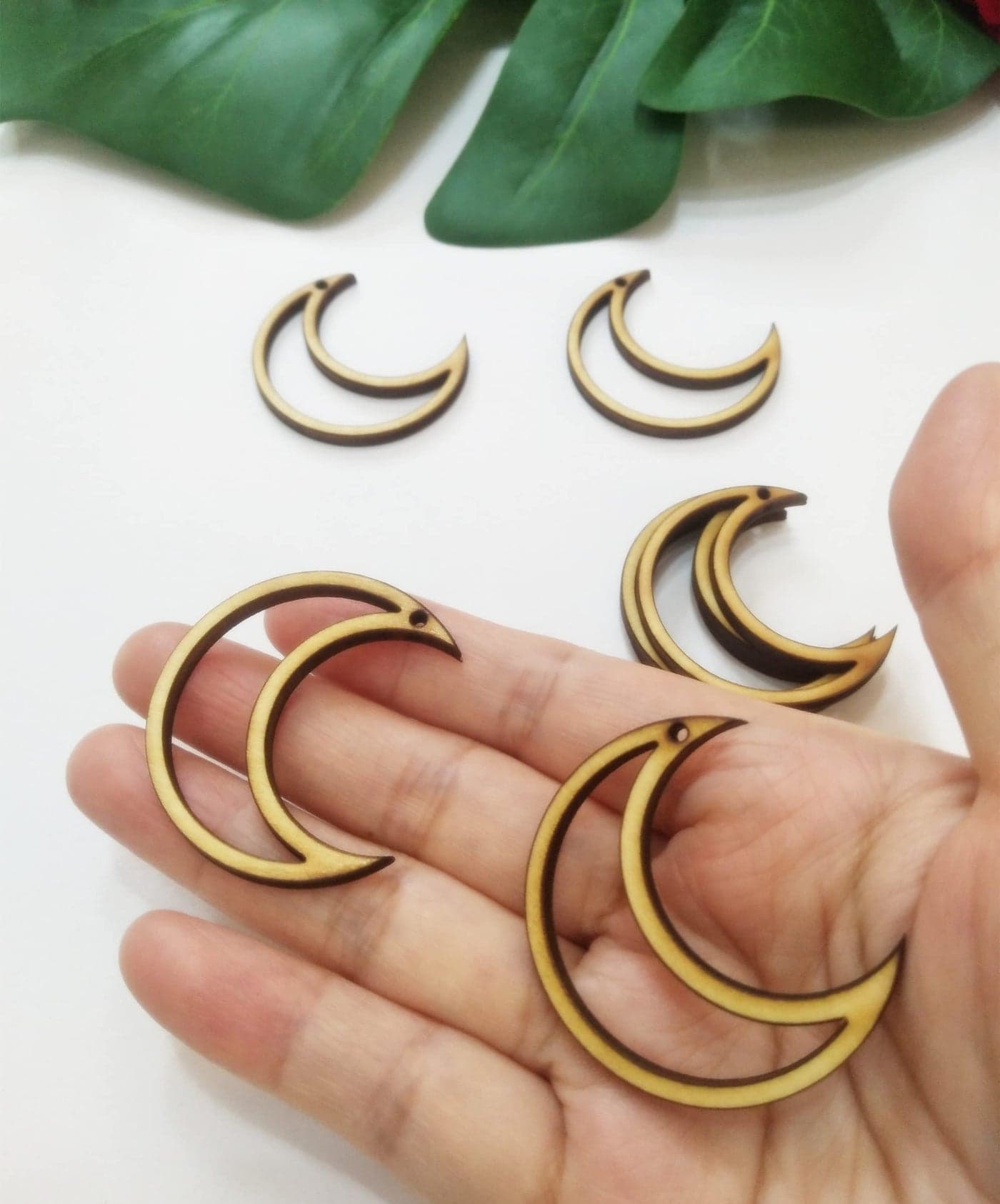 30pcs of Wood Crescent Moon Jewelry FindingsMoon Earring Hoops for MacrameDIY Wood Earring Blanks 15