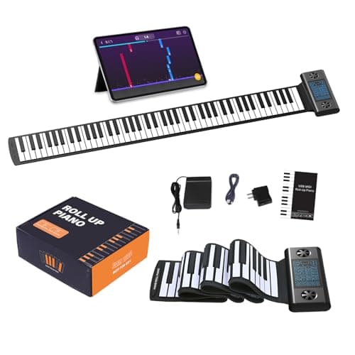 KONIX Roll Up Piano 88 key, Hand Roll Portable Piano for Beginner Kid with Bluetooth/MIDI, 128 Tones and Rhythms, Best Christmas Birthday Gift