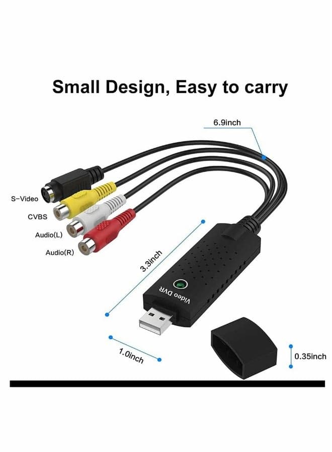 USB 2.0 Audio Video Converter, VHS to Digital Converter, Video Capture Card VCR TV to DVD Converter Adapter for Mac, PC Support