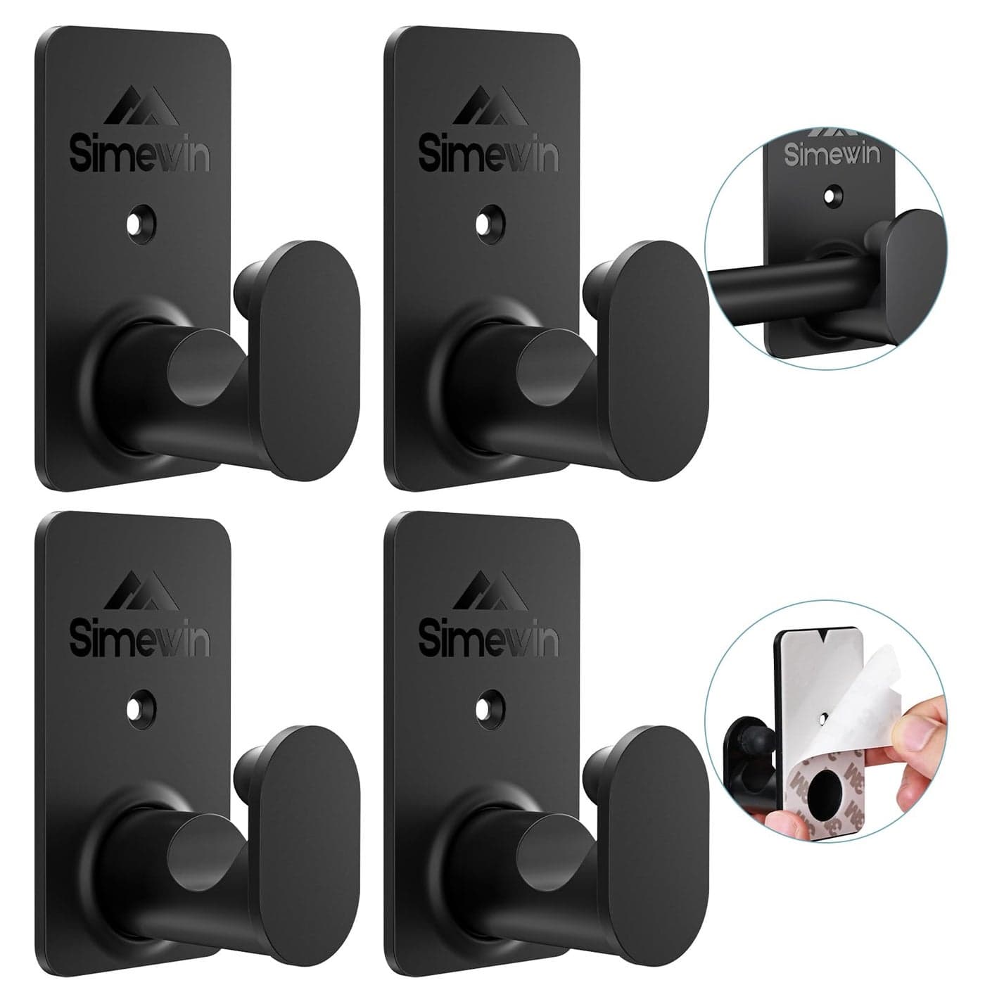 No Drill Curtain Rod Brackets No Drilling Curtain Rod HoldersUpgrade 3M Adhesive Renter Friendly Curtain Rod Hooks Nail Free Suitable for Poles 58 Inch 4Pcs Black
