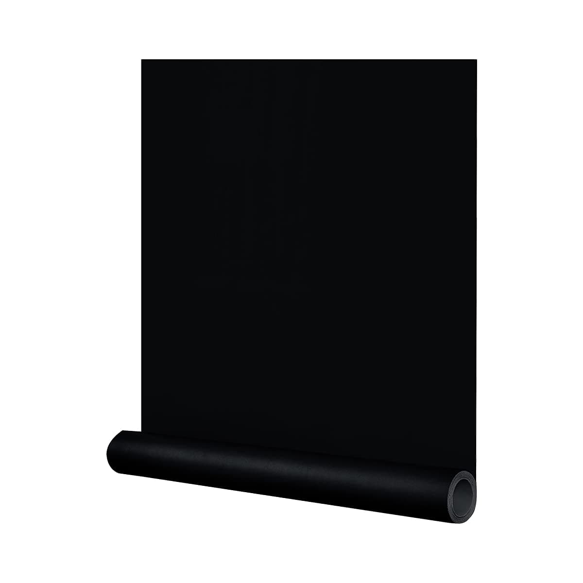 FUKU MON 24x394 Black Wallpaper Peel and Stick Black Contact Paper Matte Solid Textured Self Adhesive Removable Thick Vinyl Film Roll for Cabinets Bedroom Wall Decoration