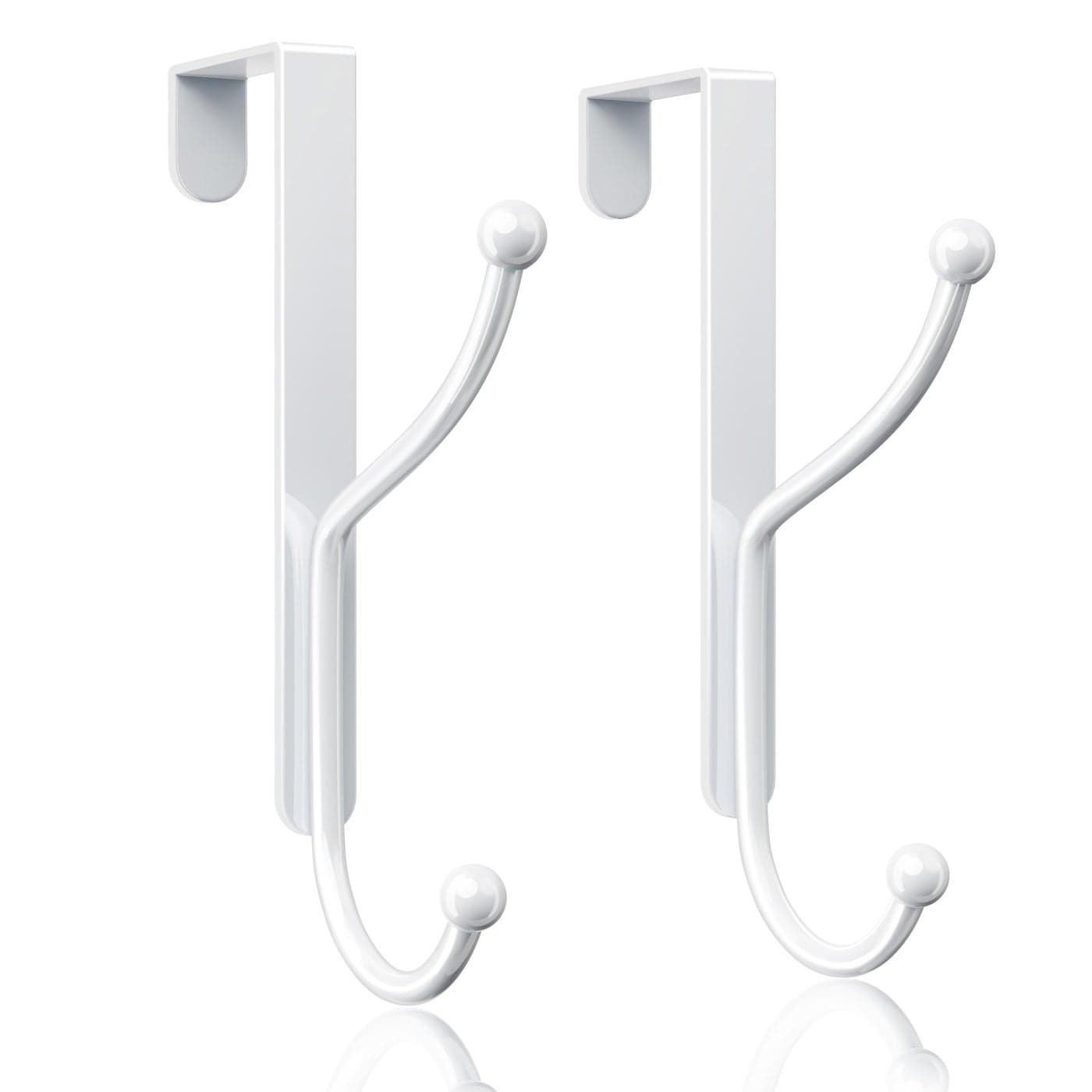 niffgaff Over Door Hook 2Pack Heavy Duty Door Hanger Fits Interior Doors 14 Inches Thick Organize Coats Hats Towels and Bags for Entryways Bathrooms Bedrooms and Kitchens White