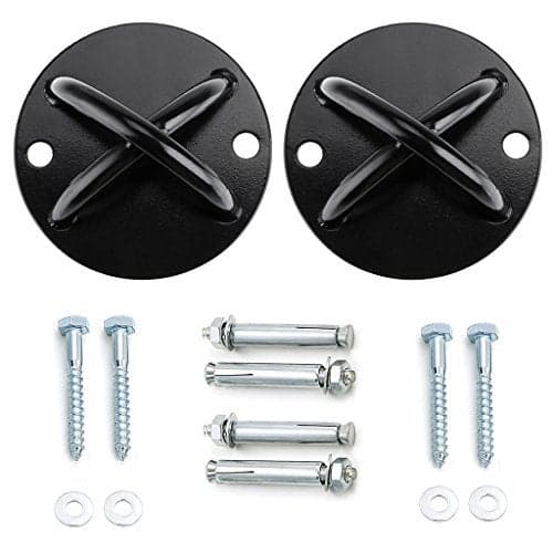 Hipiwe Ceiling Anchor - Wall Mount Bracket for Suspension Straps, Gymnastic Rings, Aerial Yoga Swing & Hammock, Resistance Band, Battle Rope (2 pc Black)