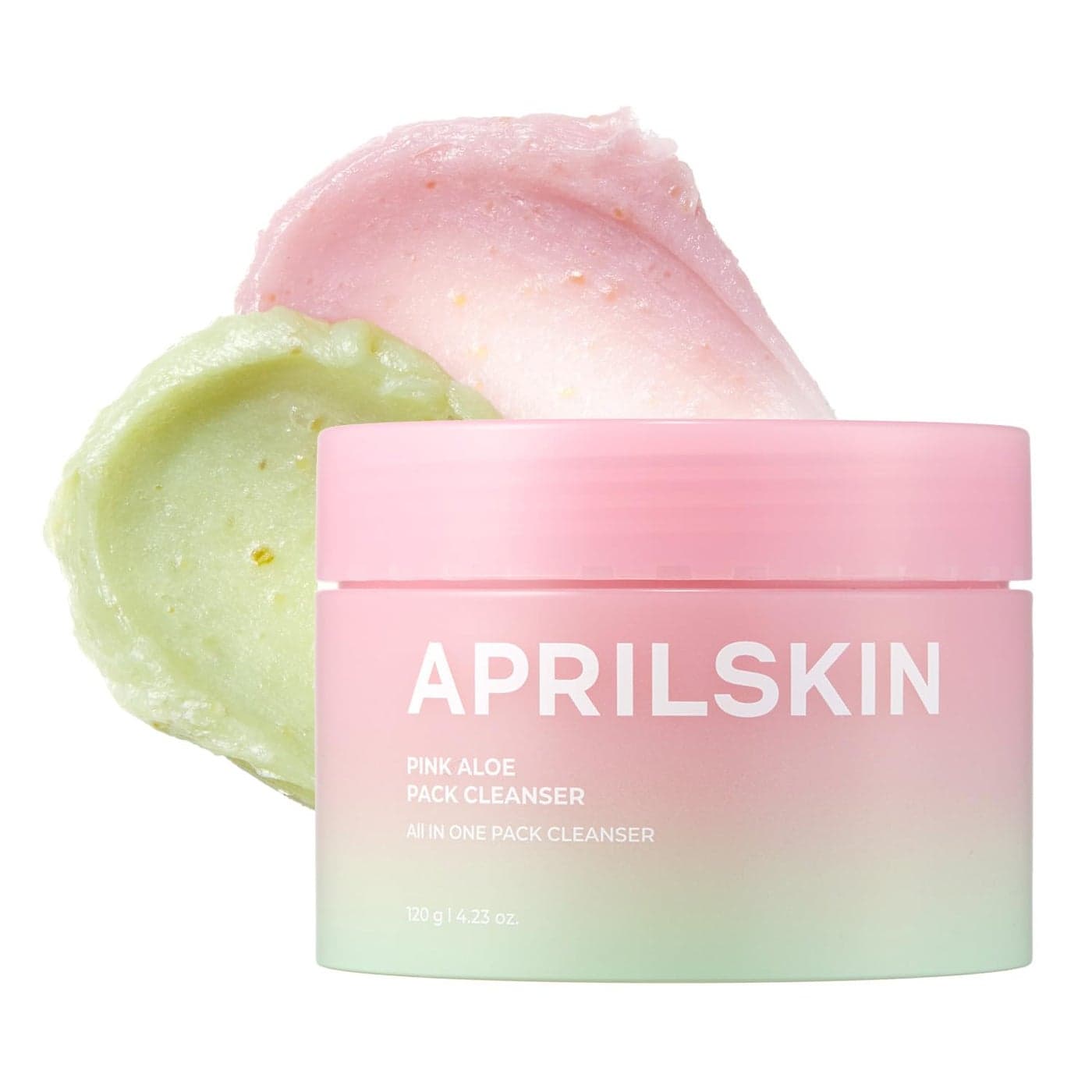 APRILSKIN Pink Aloe Facial Polish Cleanser Gentle Exfoliation with Mungbean Soybean Scrub Removes Waterproof Makeup Sunscreen NonComedogenic Cleanser for All Skin Types Korean Skincare