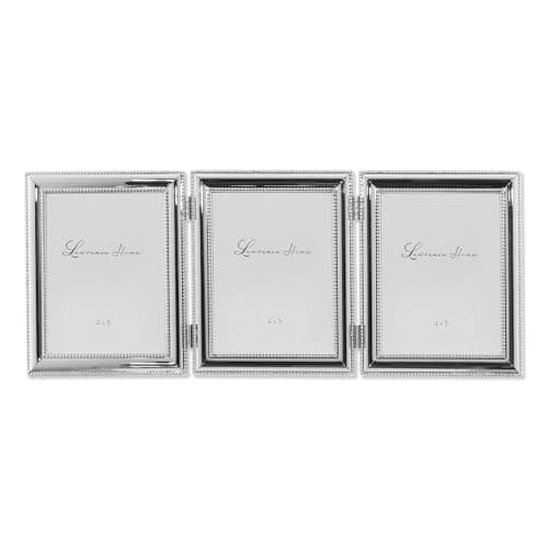 Lawrence Frames 510745T Silver Plated Double Bead Hinged Triple Picture Frame, 4 by 5-Inch