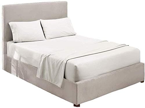 Linenaffairs Brushed Microfiber Hypoallergenic Sheets – Luxury Bedding Set with Flat Sheet, Fitted Sheet, 2 Pillow Cases - King - White Solid