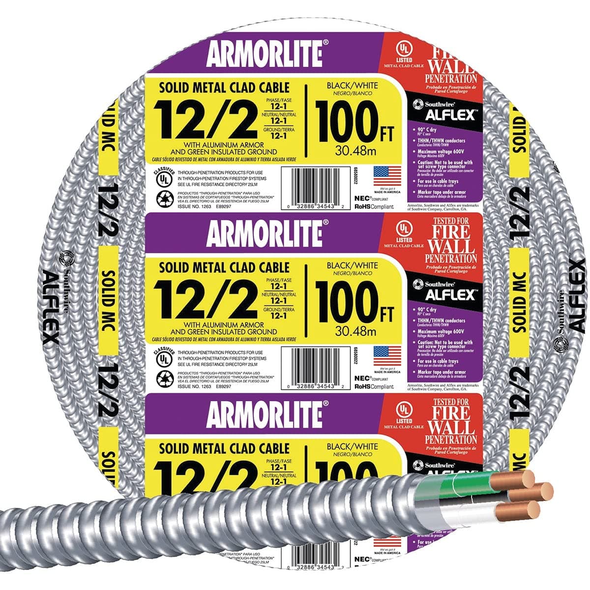 Flexible Conduit Aluminum Metal Clad 122 100Ft