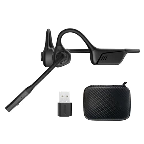 ZIOCOM Air Conduction Headphone, Open Ear Headphone with Mic and Noise Canceling, aptX-LL Bluetooth Wireless Headset with USB-A Dongle, Compatible with PS4/PS5/PC/Online Meeting(Not for Teams)