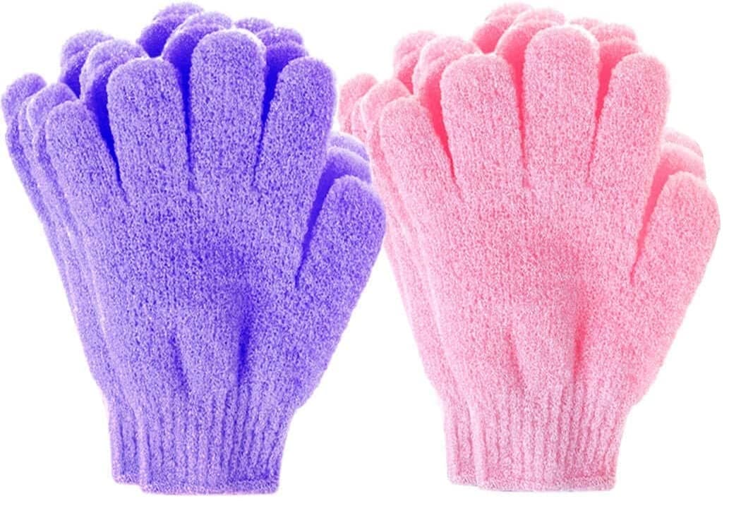 Prostuff.in Exfoliating Gloves, 2 Pairs Exfoliating Shower Bath Scrub Gloves Exfoliator Glove for Body, Shower, Bath, Scrub and Spa Massage Dead Skin Cell Remover, Random Colors