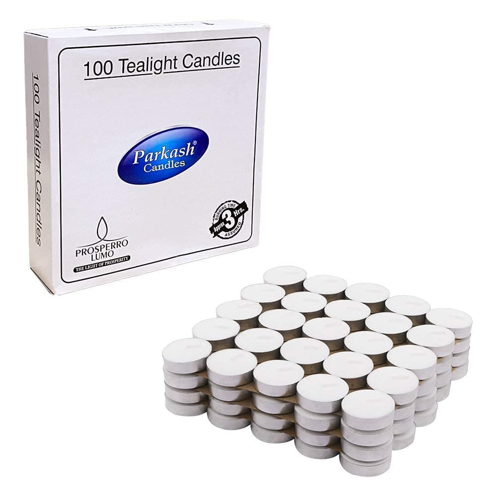 PROSPERRO LUMO by Parkash Candles Paraffin Wax Candles Tea Light 3 hr Burn time No Residue Diwali DecorationSmokeless 100 PC Unscented