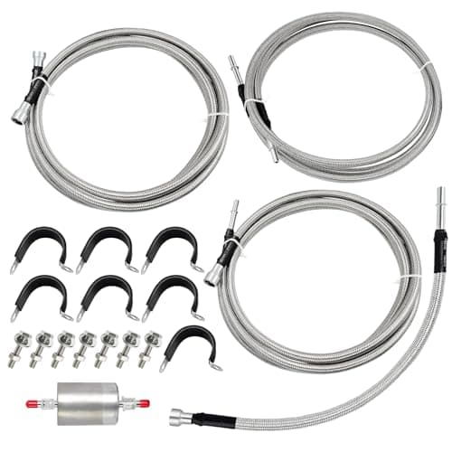 LOBIUTIYA Fuel Line 819840 Compatible with 19992003 Chevy Silverado 1500 2500 HD 3500 GMC Sierra 1500 2500 HD 3500819840 Flexible Stainless Steel Braided Fuel Hose Set OE819840 15043857 15765803