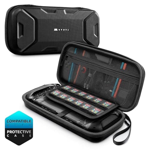 Mumba Carrying Case for Nintendo Switch 2 Fits Console with Protective Case On2025 Plus Version Hard Shell Travel Handbag Pouch with 12 Game Card Slots Large Capacity for Accessories Black