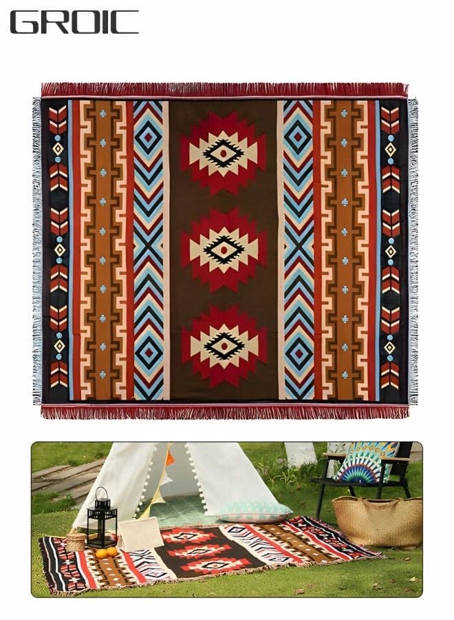 Beach Blanket ,Multi Use Outdoor Camping Mat, Picnic Blanket, Exercise Stretching Mat,Boho-Chic Windproof Blanket,Camping Supplies