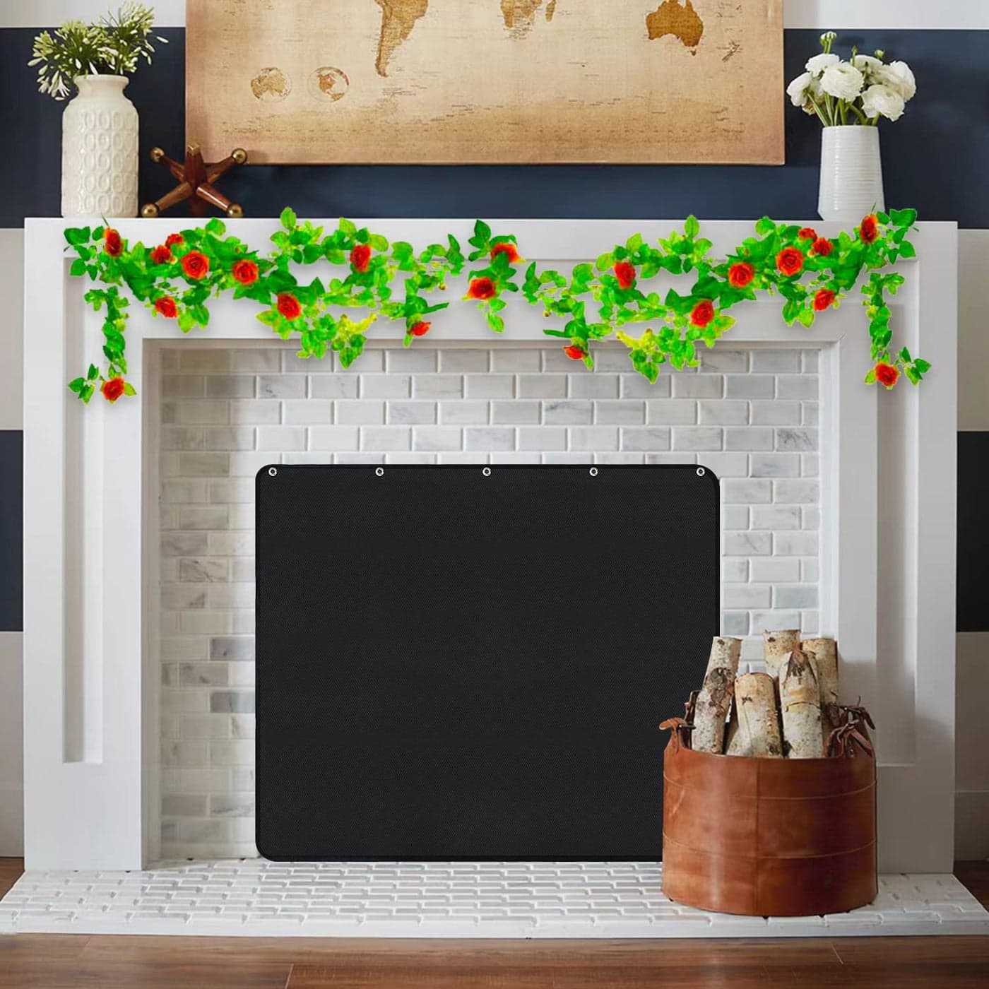 Magnet Fireplace Cover Fireplace Draft Blocker Fireplace Blanket for Heat Loss Flue Blocker Fireplace Cold Air Blocker Fireplace Draft Cover for Inside Fireplace Black39 W x 32 H