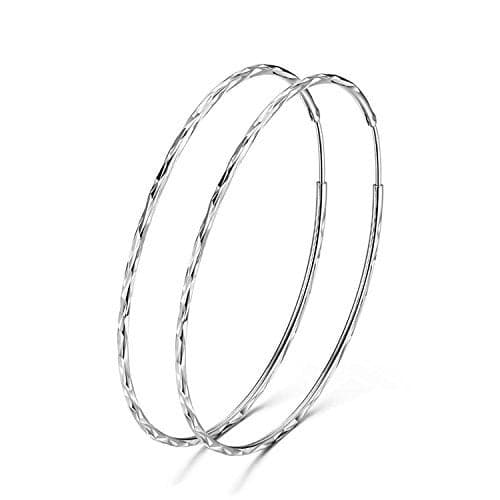 POPLYKE 925 Sterling Silver Circle Endless Hoop Earrings for Women (20MM Hoop Earrings)