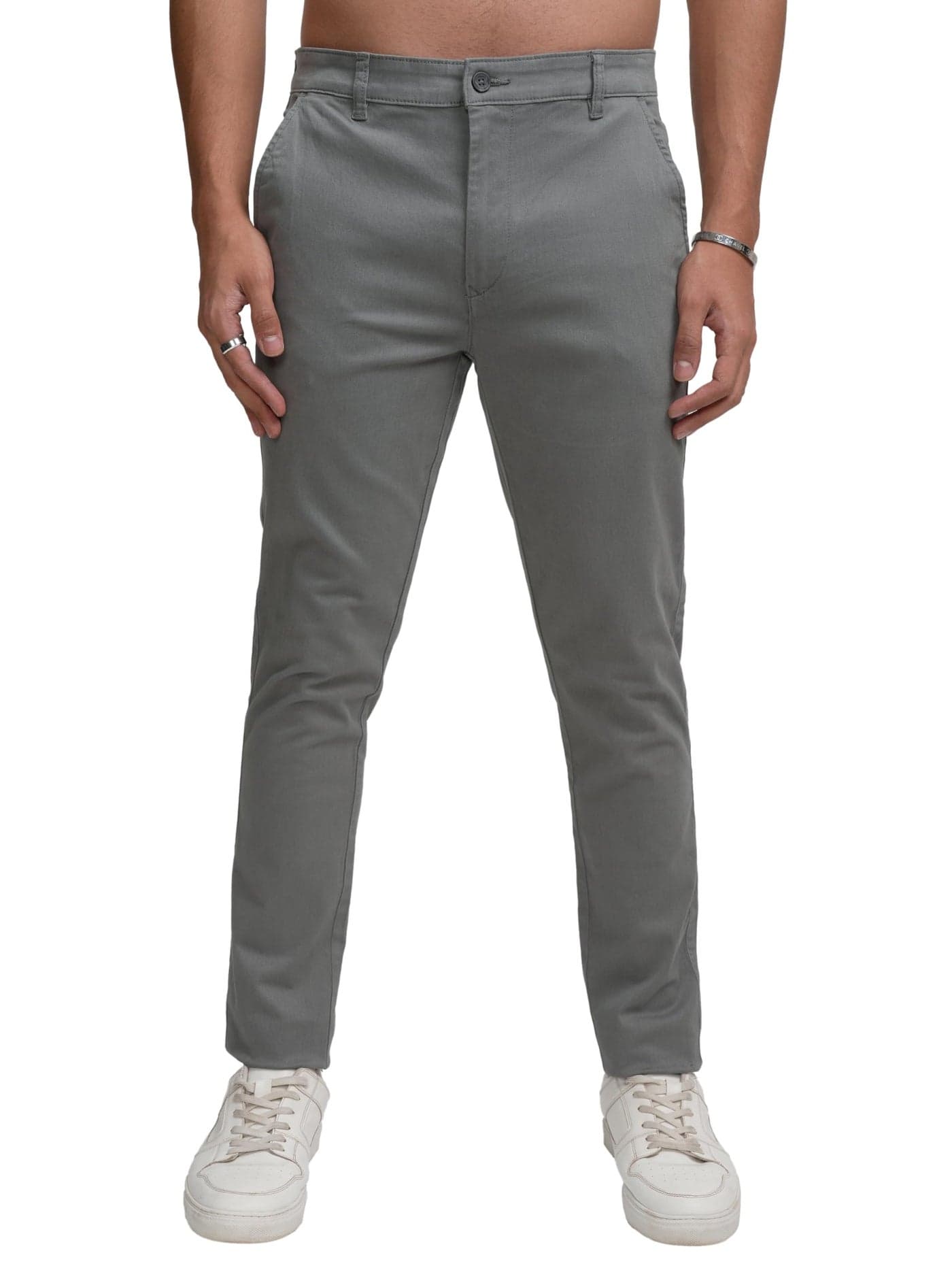 Highlander Men’s Slim-Fit Chinos | Versatile & Sleek | Comfortable Stretch | Smart Casual Wear MID Grey