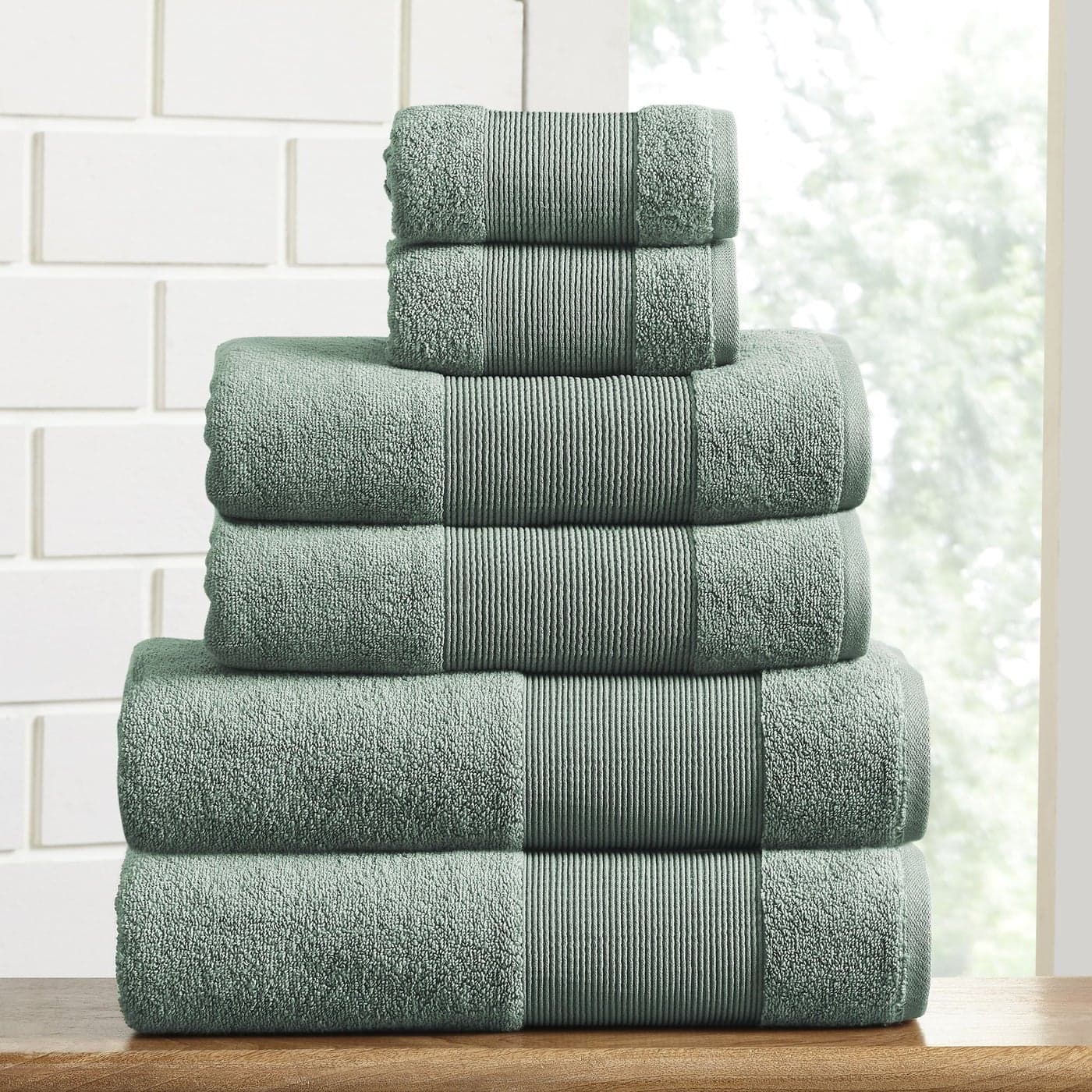 Modern Threads Air Cloud 6Piece Towel Set 100 ZeroTwist Cotton 500 GSM Quick Dry Plush Eucalyptus