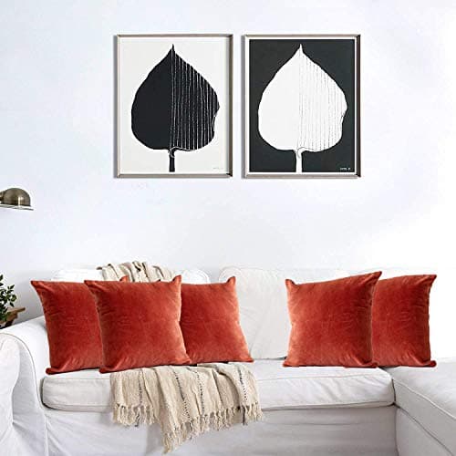aRDENMEAD Set of 5 Velvet Cushion Covers.Decorative Hand Made Throw/Pillow Cushion Covers. Cushion Cover Set for Your Sofa,Living Room (5, Rust)