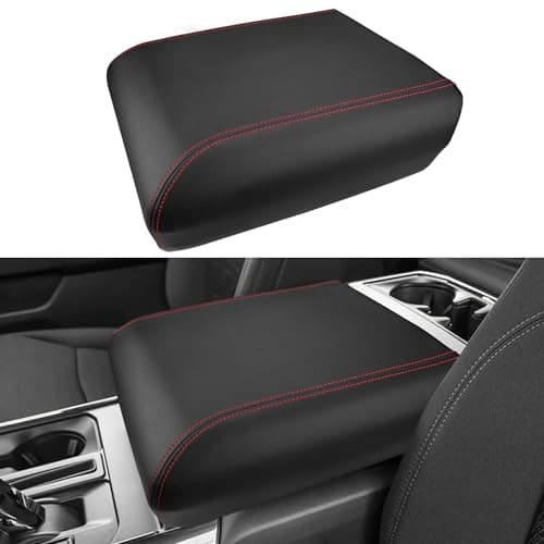 INTGET Center Console Cover for 2025 2026 Ford F150 Accessories Interior 2021 2022 2023 2024 Car Middle Arm Rest Armrest Lid Seat Cover Protector Elbow Cushion Pad (red Stitches, 2021-2026)